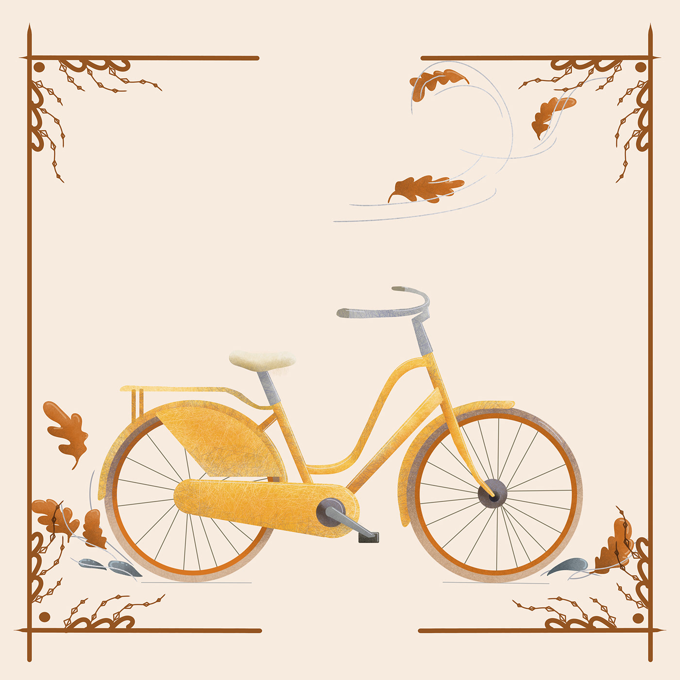 autumn Bike ILLUSTRATION  leaves mood riding велосипед Листья осень поездка