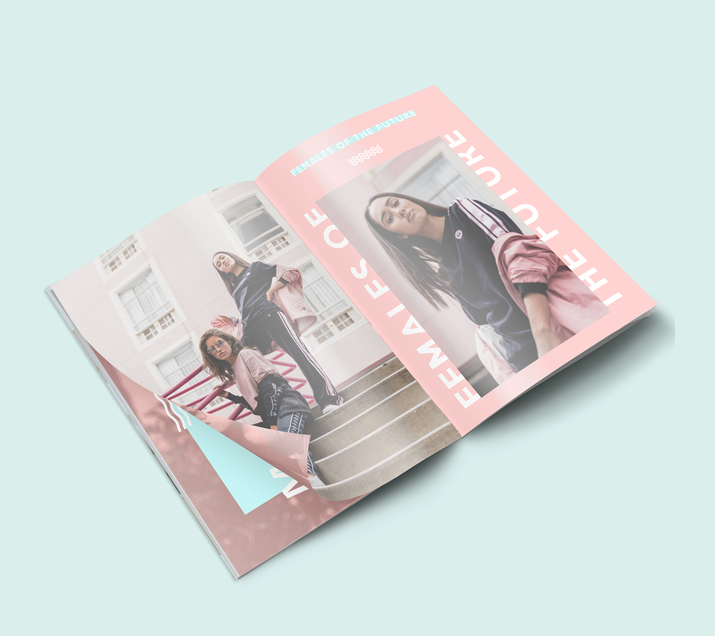 Fashion  editorial magazine book Layout typogrphy Lookbook Pastle woman trend