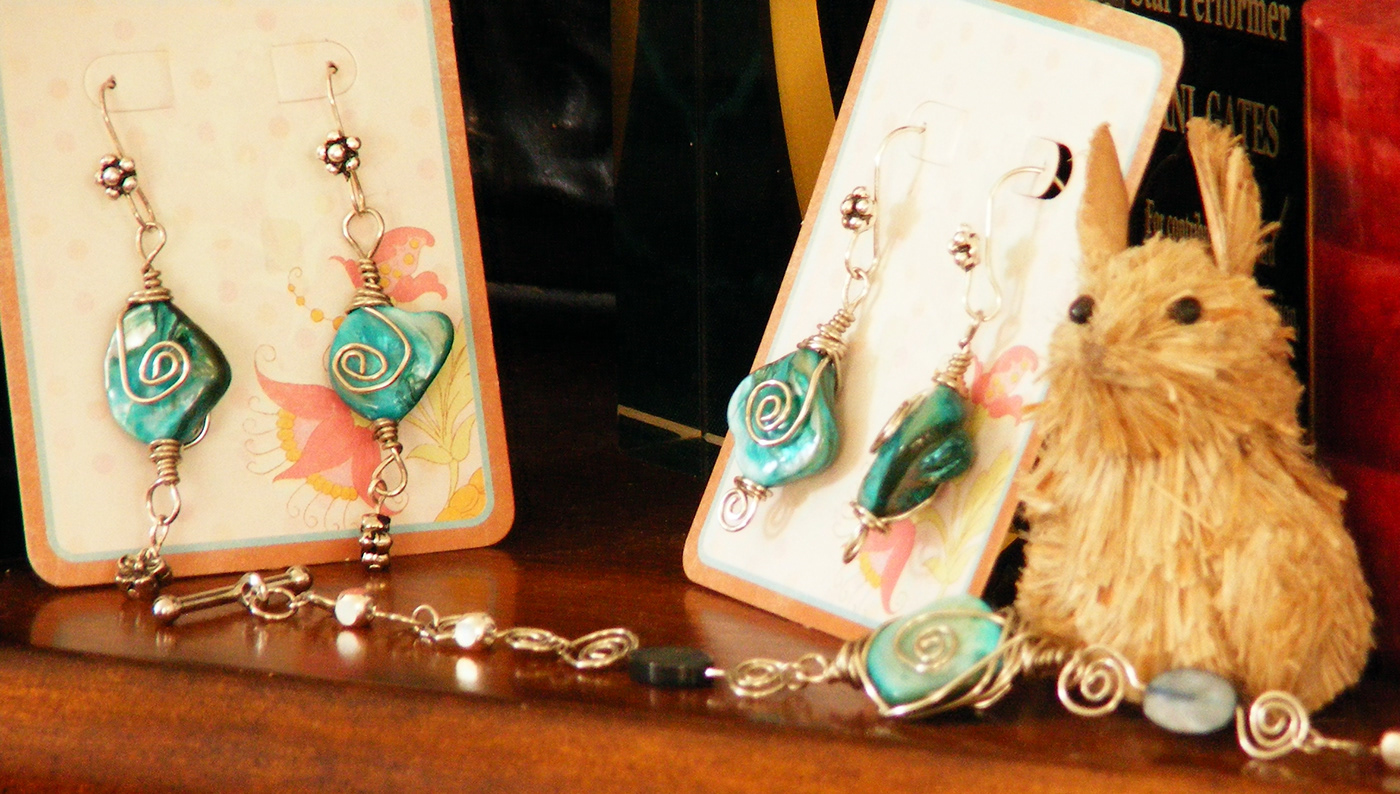 Abalone shell bracelet design earrings handmade Handmade Jewelry jewelry silver wire wrapped