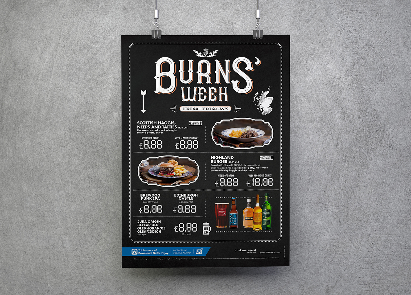 pub Food  menu print poster Mother's Day Halloween valentines day Gin Poster Pizza