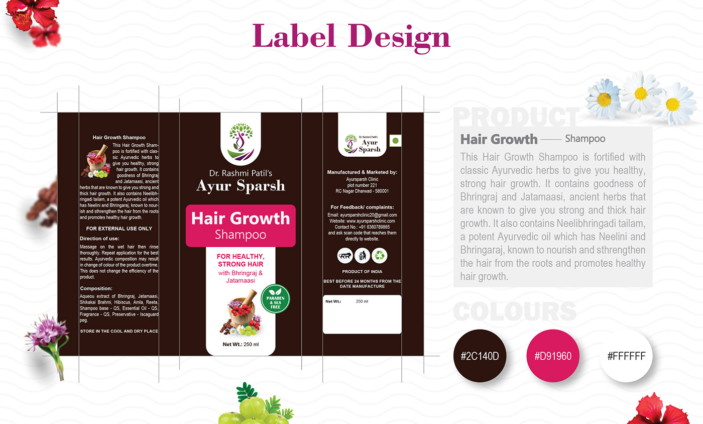 ayur sparsh ayurveda brand identity cosmetics graphic design  Label label design shampoo Social media post visual