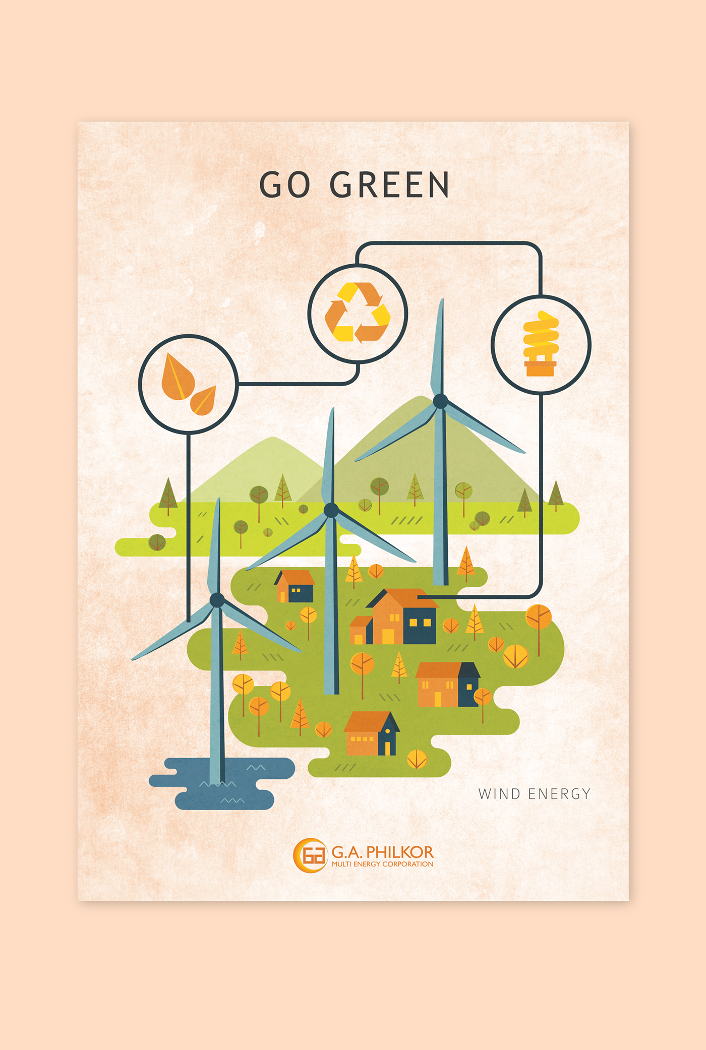Renewable Energy green eco ILLUSTRATION  vector building poster series