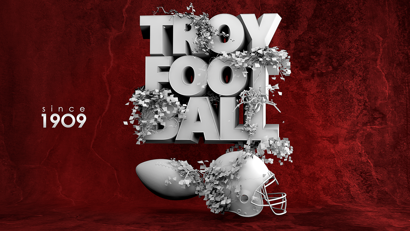 Troy football 3D illustration alabama usa 3D Graphics cinema4d