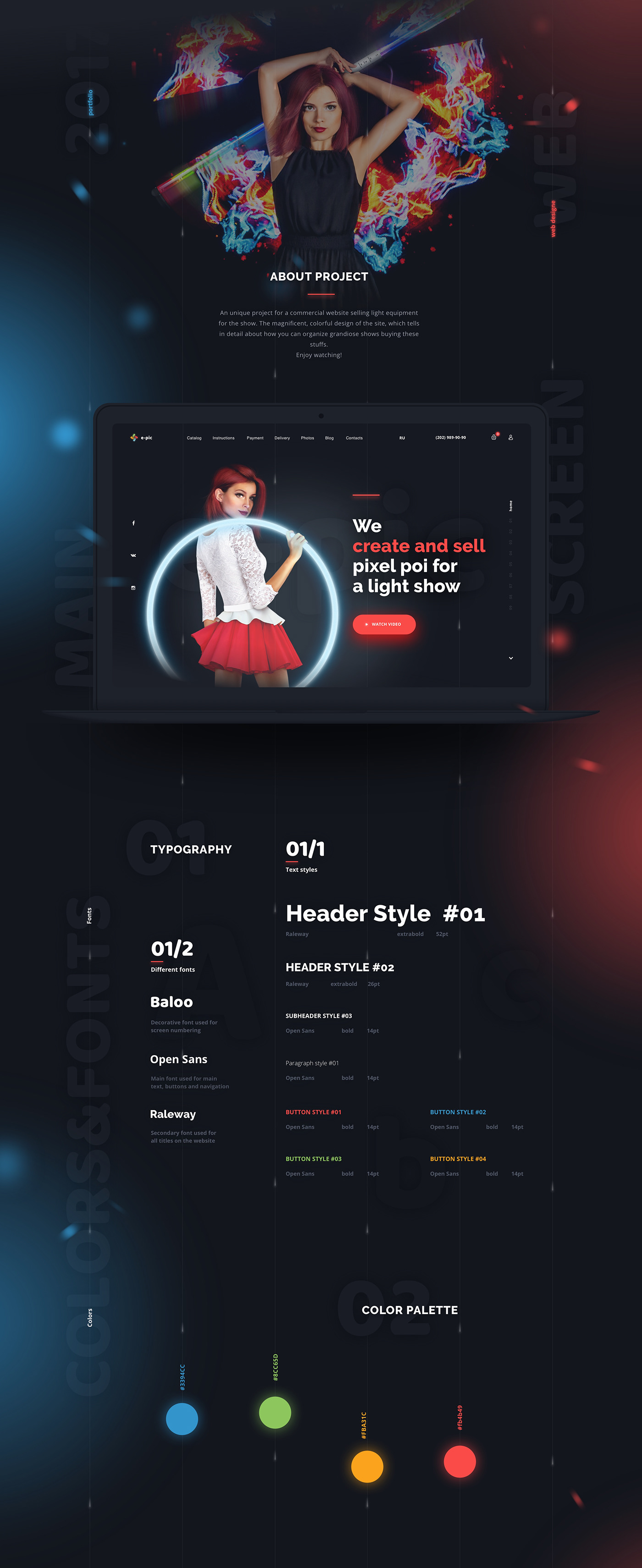light show landing page Responsive mobile material modern animation  pixel poi