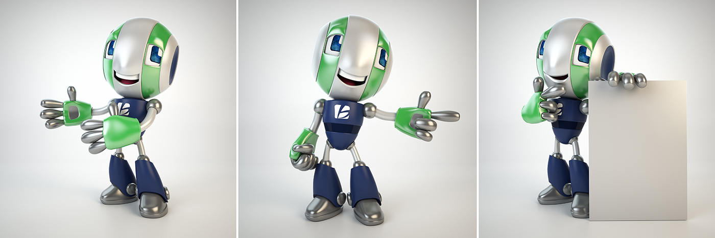 3D CGI robot toy art cartoon mascote cute