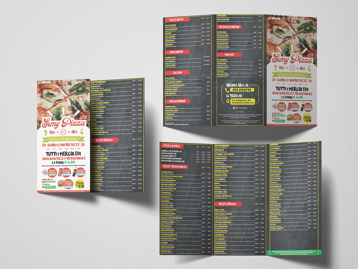 pizzeria brand flyer Mockup graphic design 