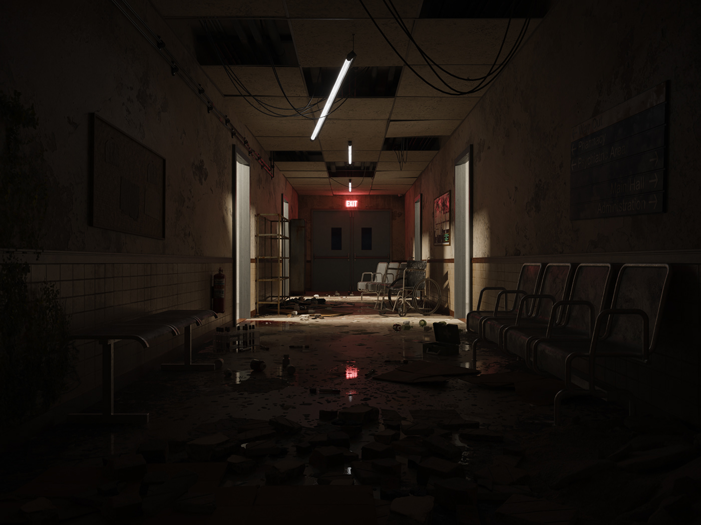 3D abandoned abandoned places CGI horror hospital lighting old Quixel Render