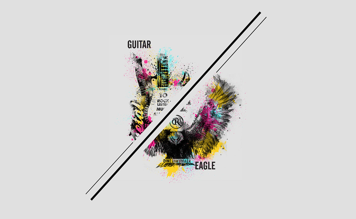t-shirt saplttar colourfull Guiter eagle dinesh new Label