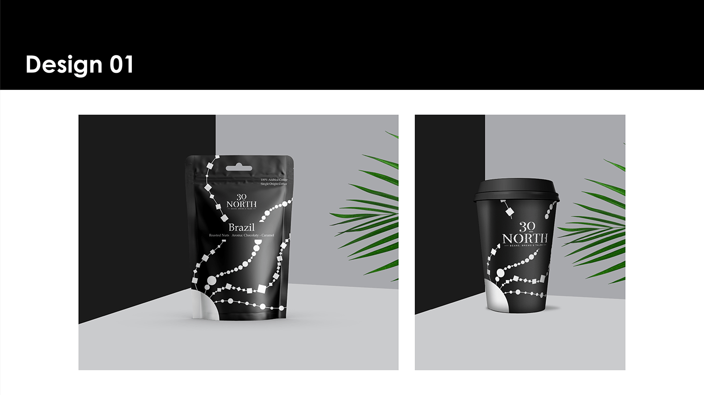 30 north black and white Coffee gestalt package design 