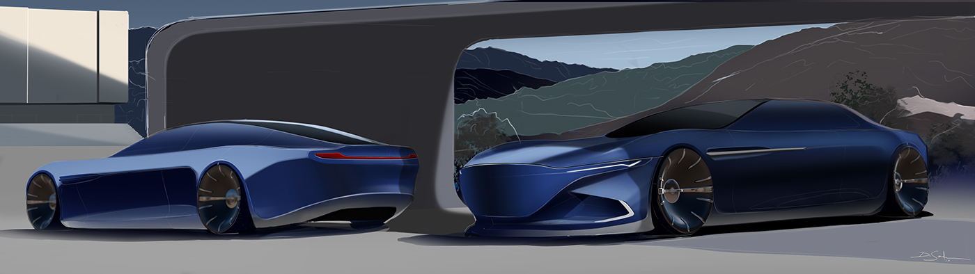Lagonda luxury automotive   Form car design aston martin sketch magnets 3d printing Saloon