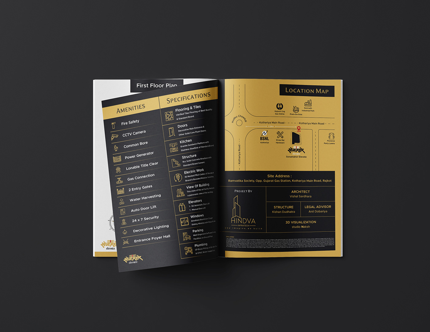 Real estate brochure design for corporate flats, showrooms shops and property showscase construction