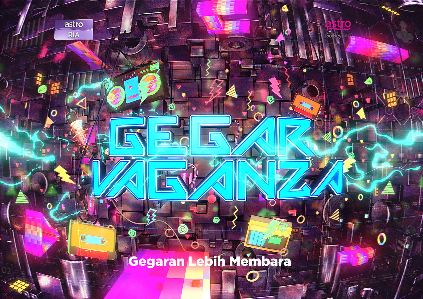 gegar vaganza Astro Udeen Majid naga ddb creative Retro modern High Tech neon poster