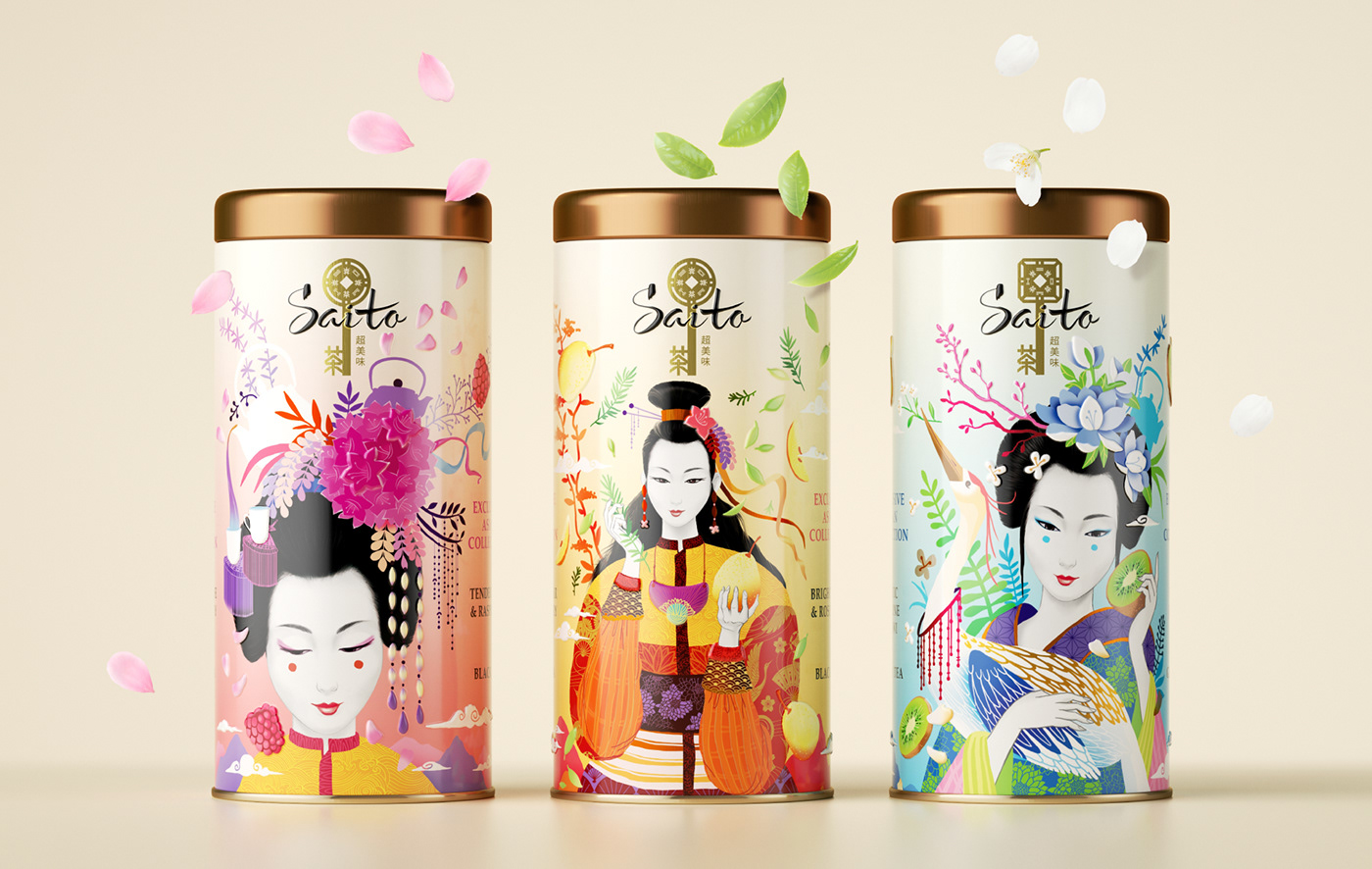 asia asian girls design ILLUSTRATION  limited edition package Packaging tea tins