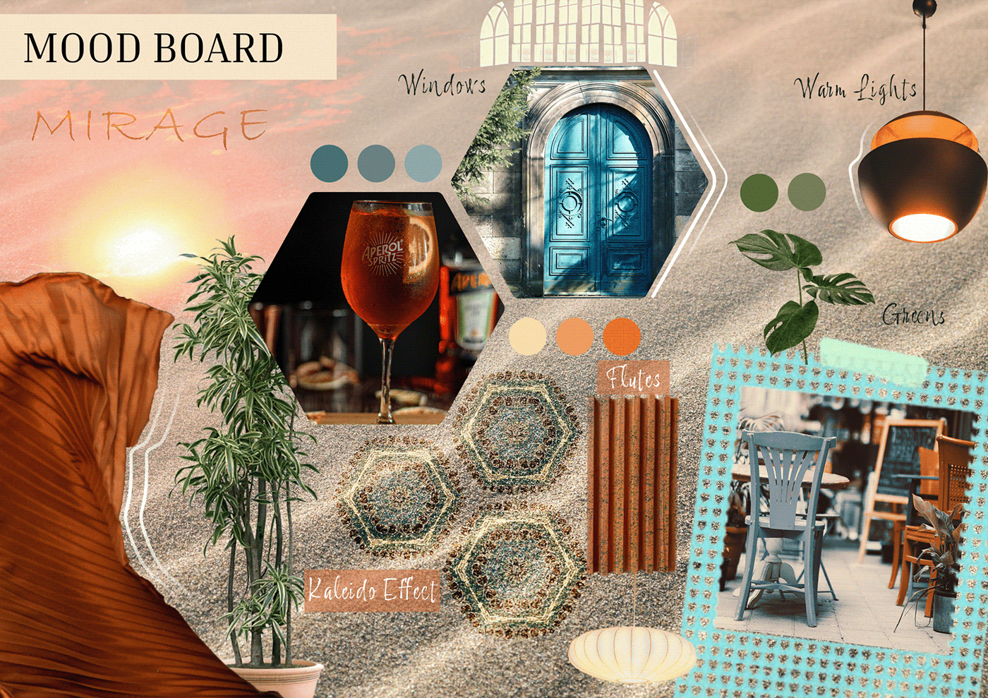 interior design  restaurant beach orange blue 3D Render visualization vray SketchUP
