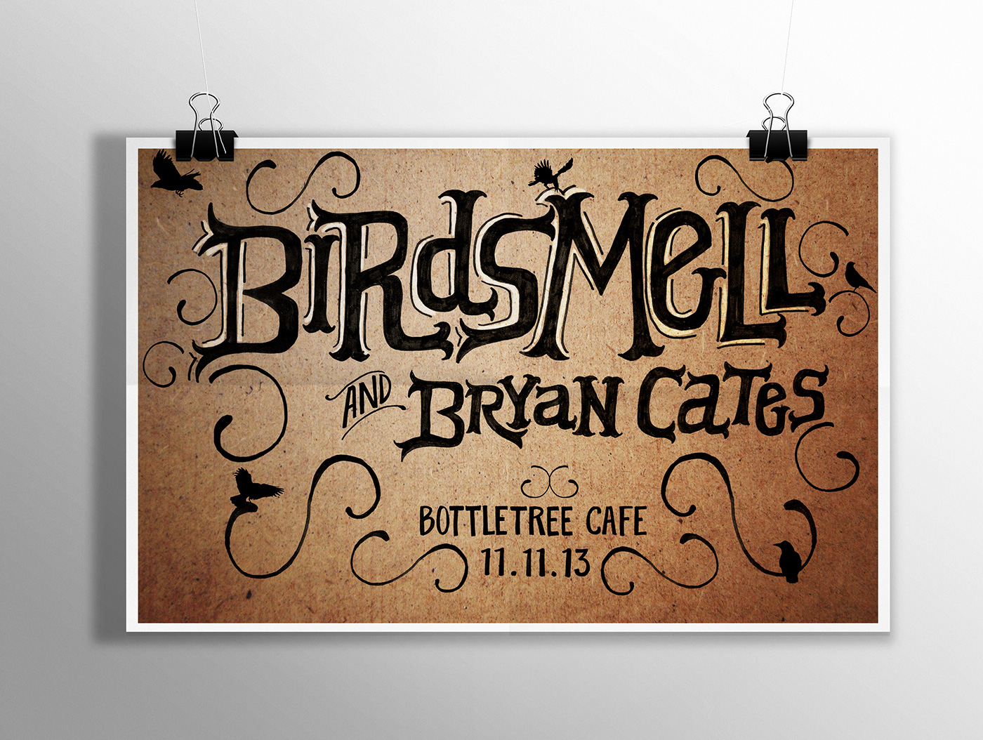 birdsmell gig poster poster posters vintage handdrawn ink lettering letters type Handlettering design kids
