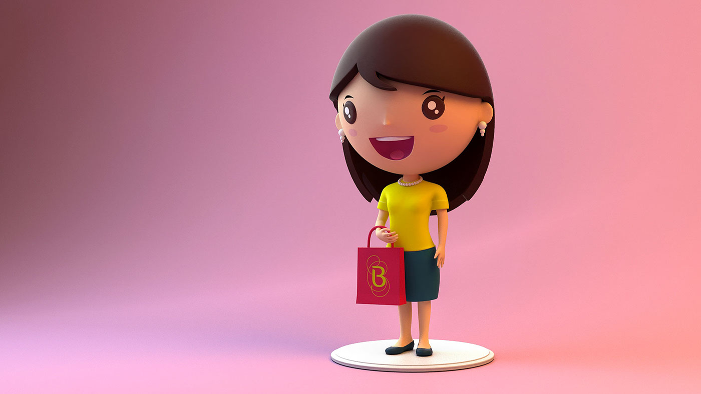 3d printing pink toy shopping bag Boticário cute happy Mockup Funko sketchfab