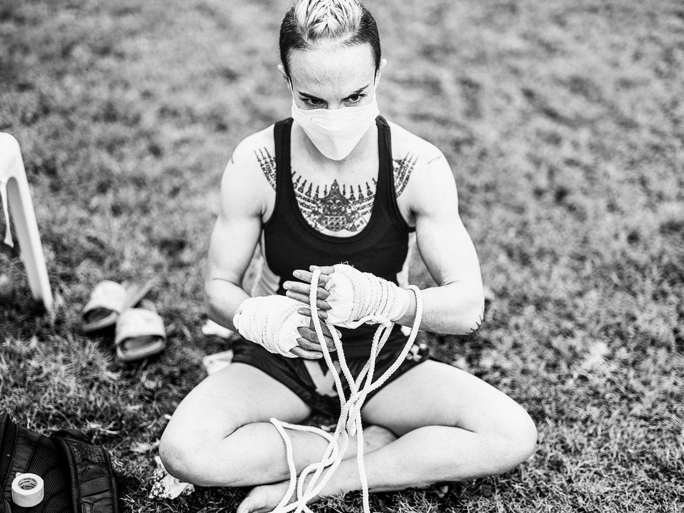 black and white muay thai Photography Thailand