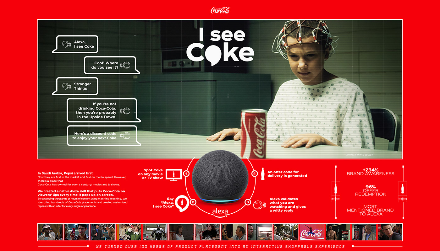 Coca Cola Cannes lions Radio Alexa ads poster Movies craft designs