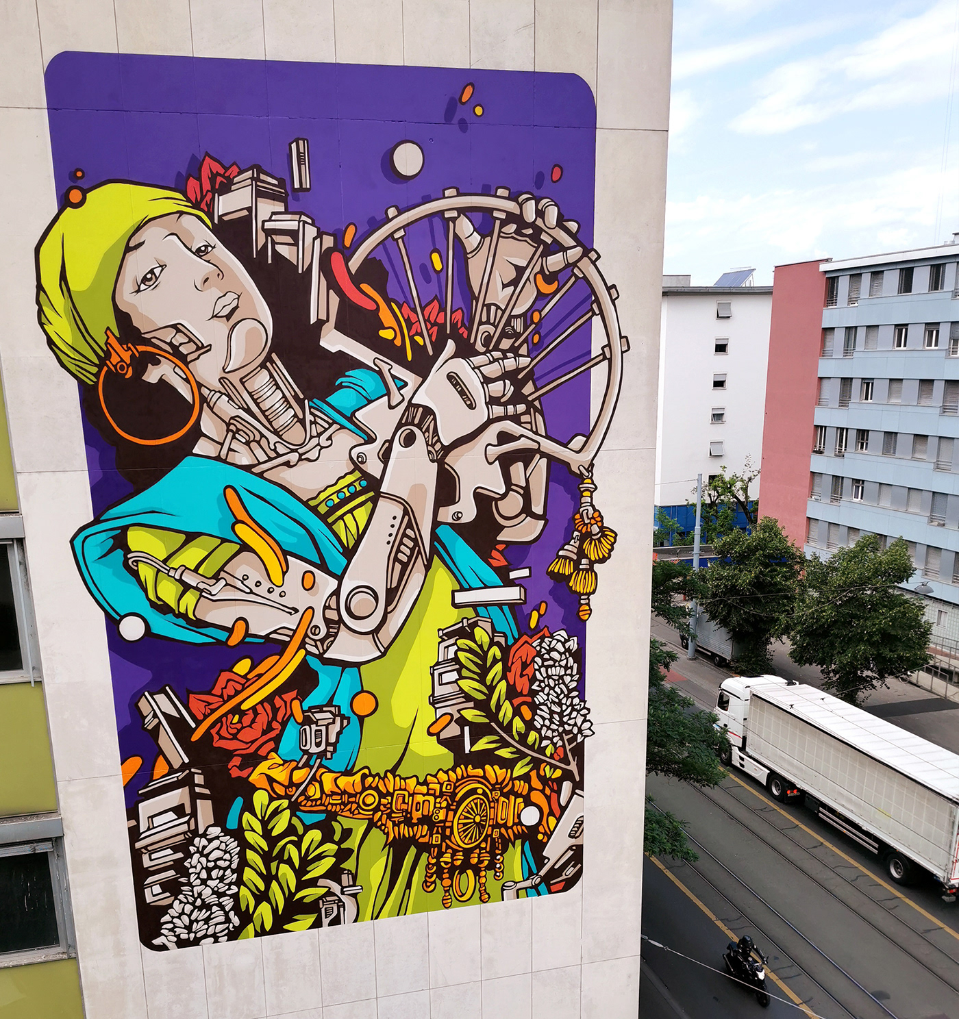 Graffiti streetart Mural wallart painting   Cyberpunk Scifi Character design  mecha TRANSHUMANISM