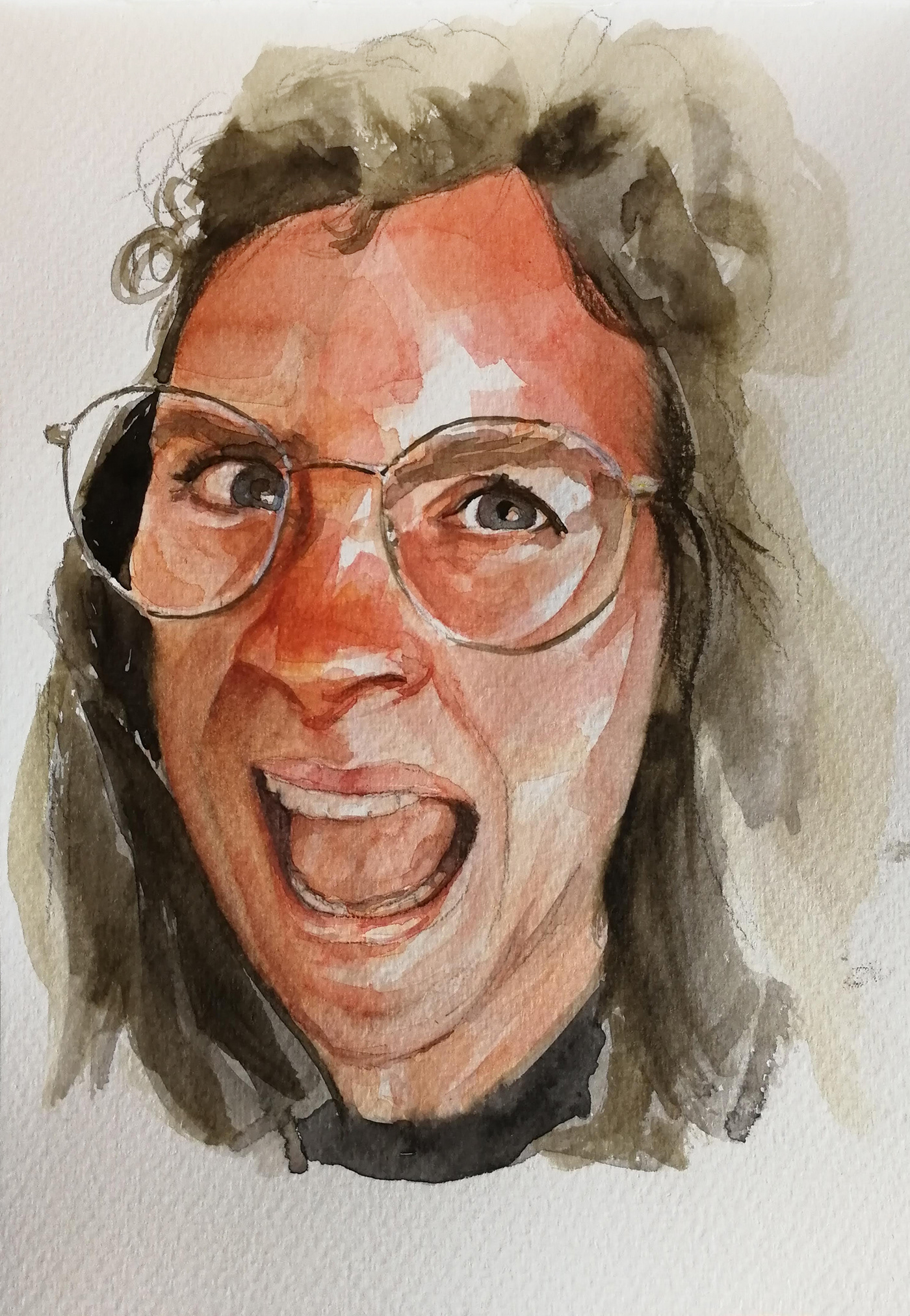 aquarelle Expression head portrait scream skin watercolor