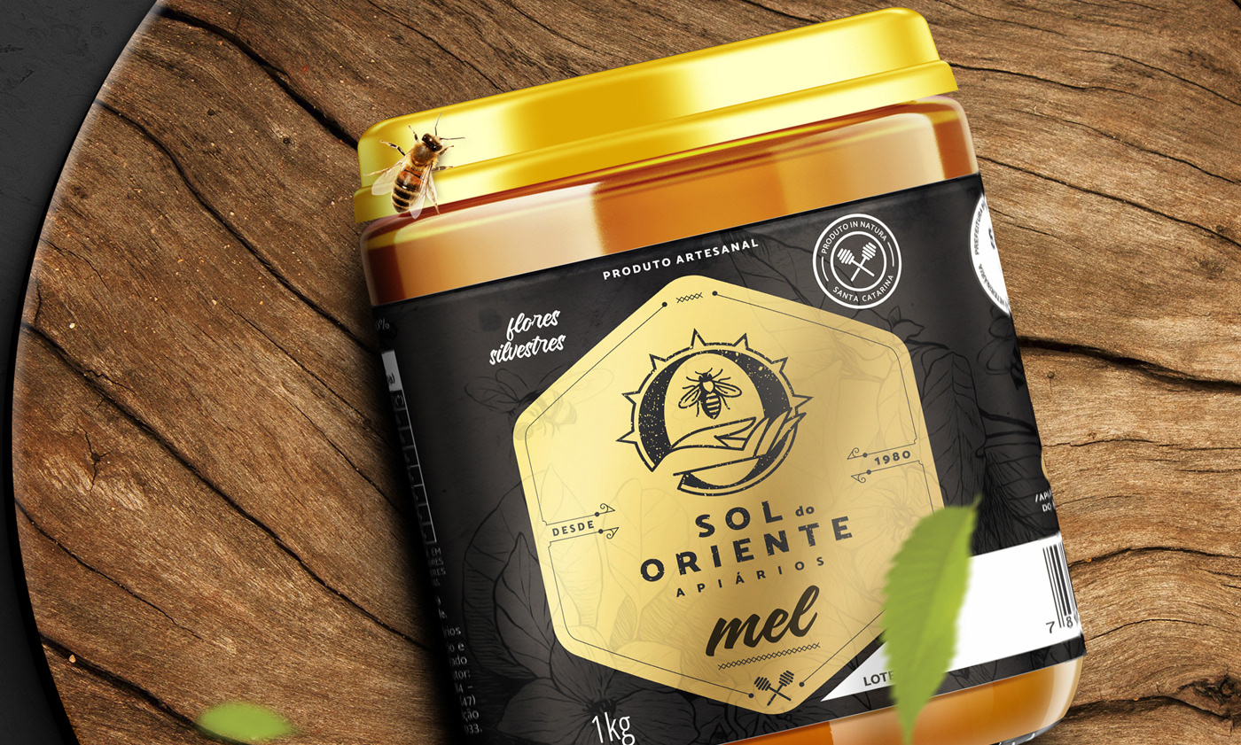 mel honey rótulo Label package design  embalagem Sol marca redesign