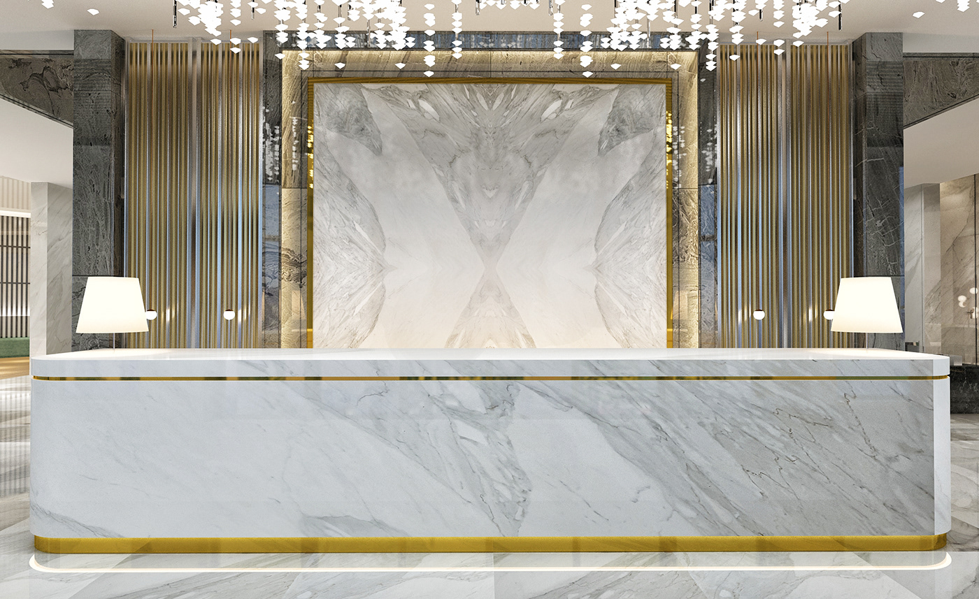 reception hotel company Marble stone Mermer Calacatta WhiteMarble