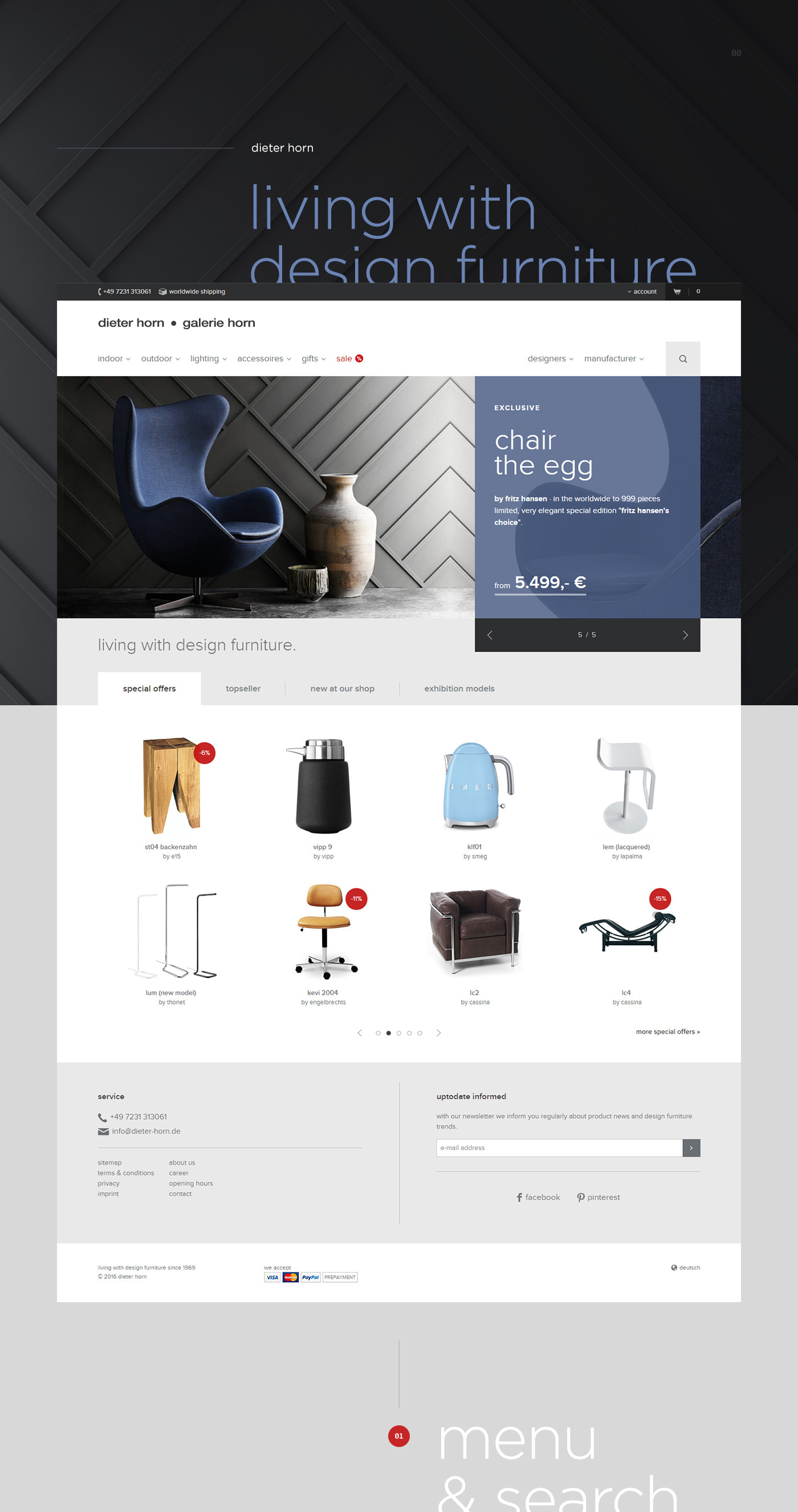 UI ux Webdesign Ecommerce furniture design elegant clean shop newsletter