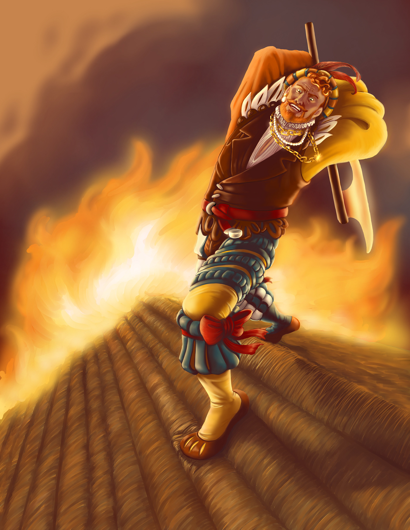 action axe Barbarian character art digital painting Dungeons and Dragons fantasy art Landsknecht ttrpg art warrior