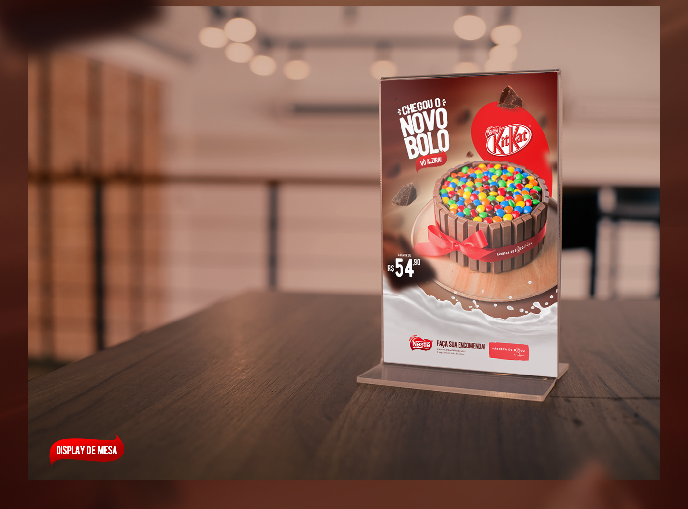 nestle bolo cake campanha Layout design kit kat chocolate PDV grapich design