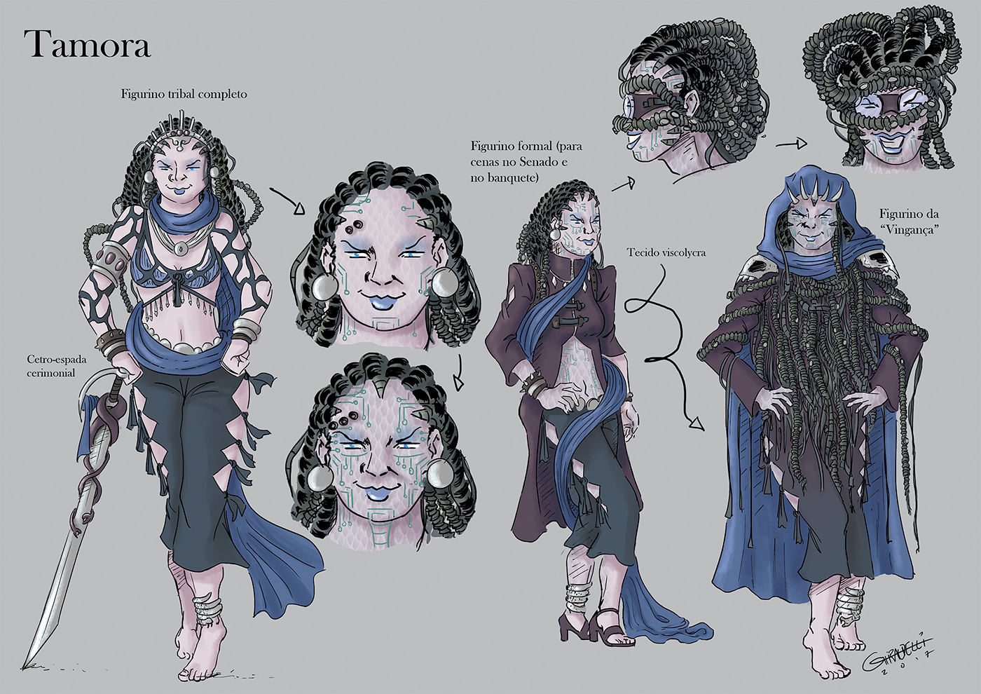 shakespeare Titus Andronicus Ancient Rome STEAMPUNK character redesign Model Sheet digital illustration