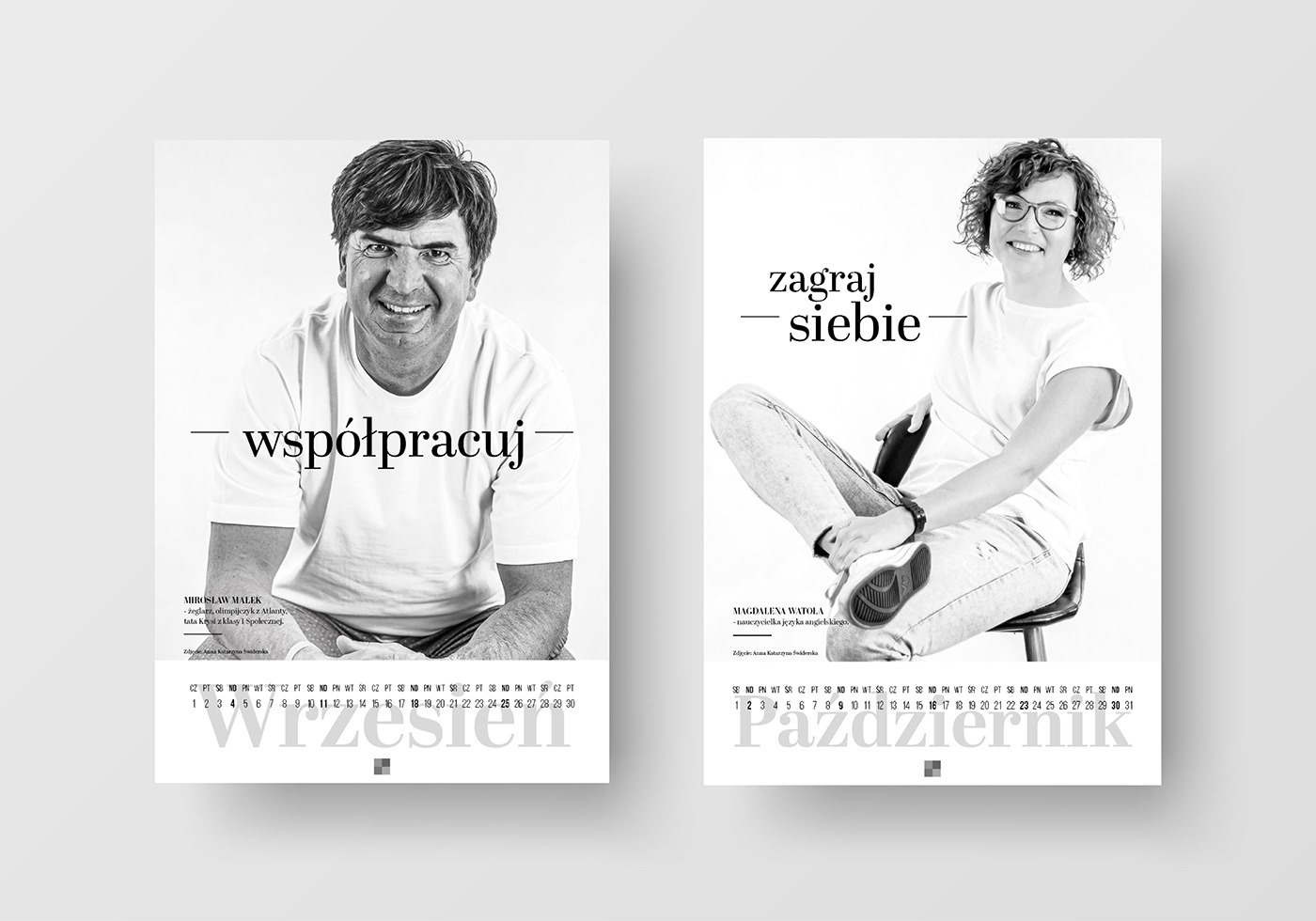 black and white calendar calendar design Education GRUBSON portrait portrait photography portraits school typography  