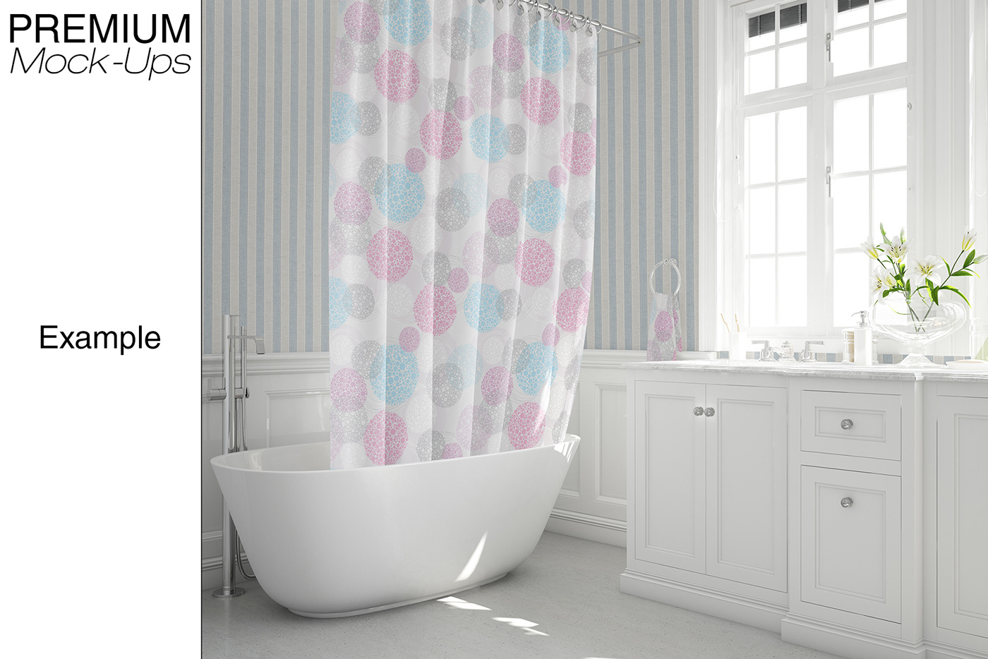 Bath curtain bathroom bathroom interior bathtub shower curtain Mockup mock-up