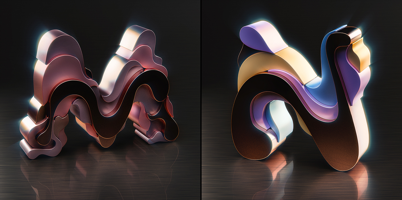 surreal abstract alphabet letters lettering 3D 36daysoftype wacom design inspiration