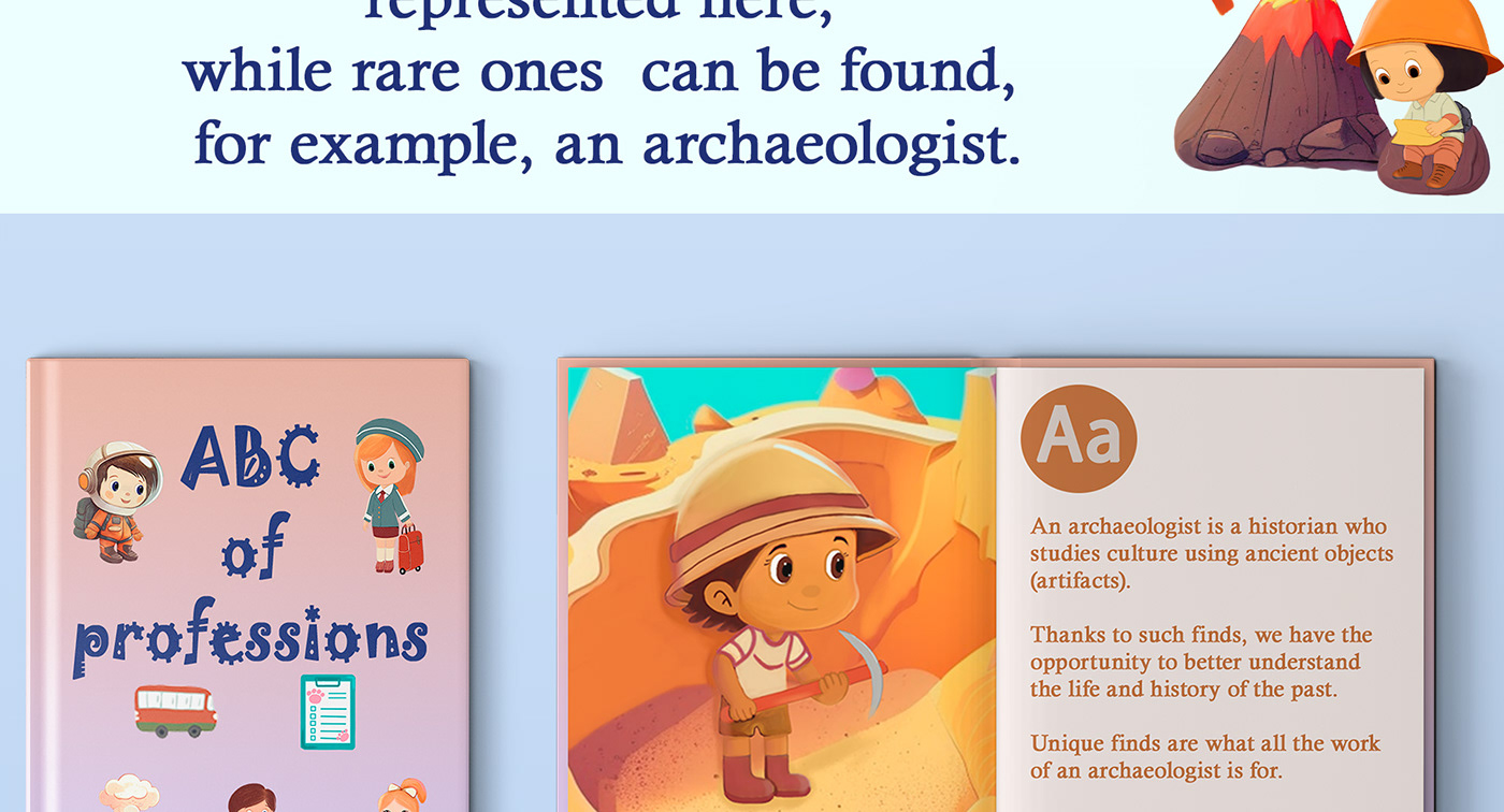 children's book digital illustration alphabet professions children kids Character design  ABC cute illustrations