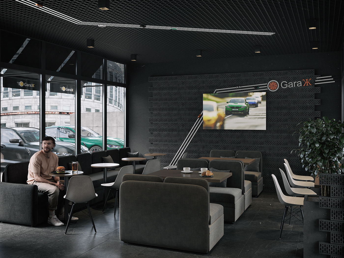cafedesign   cafeinterior restaurant Fast food Pizza burger Food  cafe coffee shop Interior