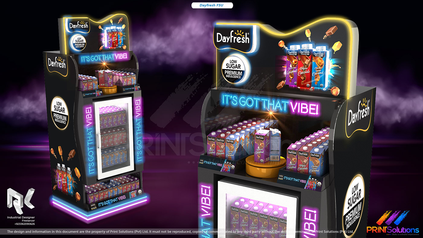 dayfresh flavouredmilk FSU Display Stand Retail posm 3D pop neon
