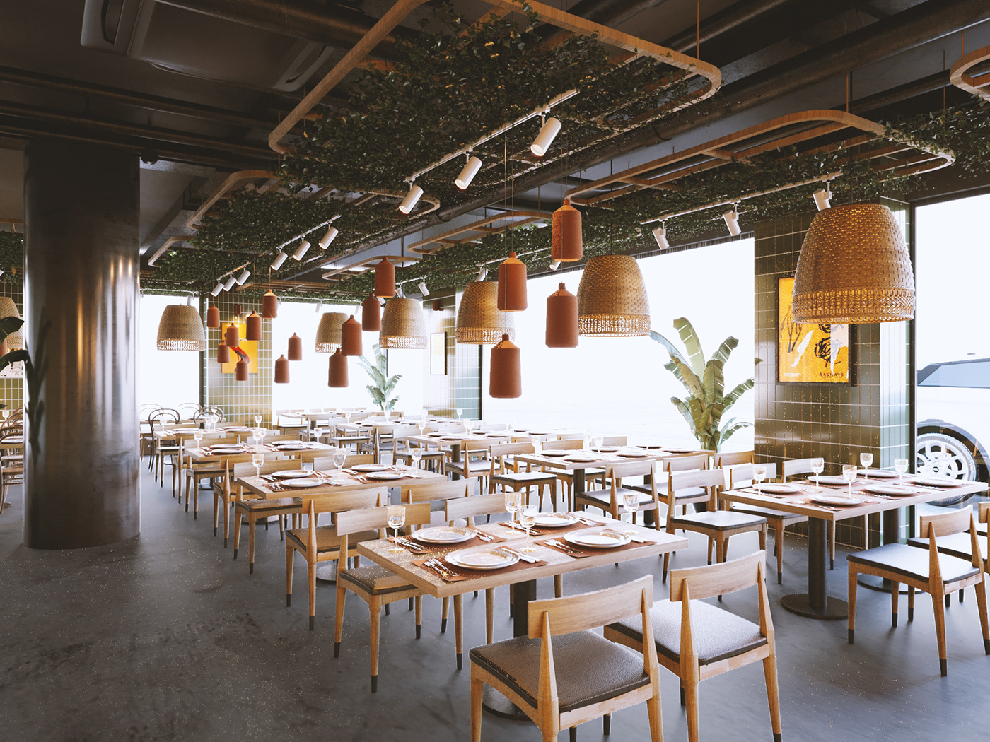 Australia design Food  graphic green Interior internal Melbourne restaurant sydney
