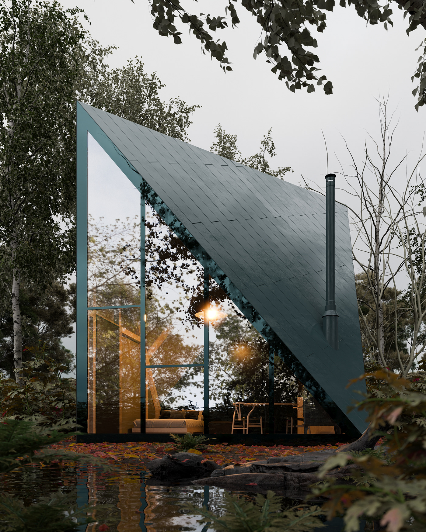 visualization 3ds max corona vray architecture modern forest black visual design traingle