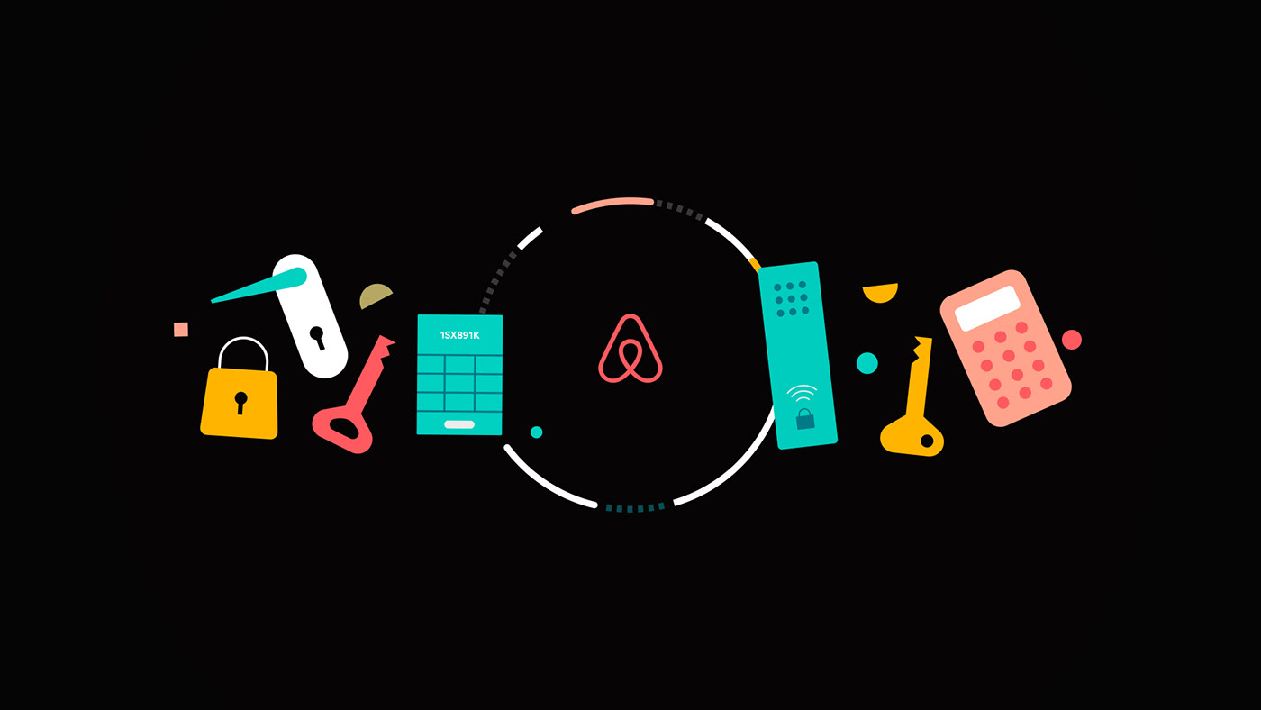 airbnb animation  Character design  check in community connection geometry gif illo Travel