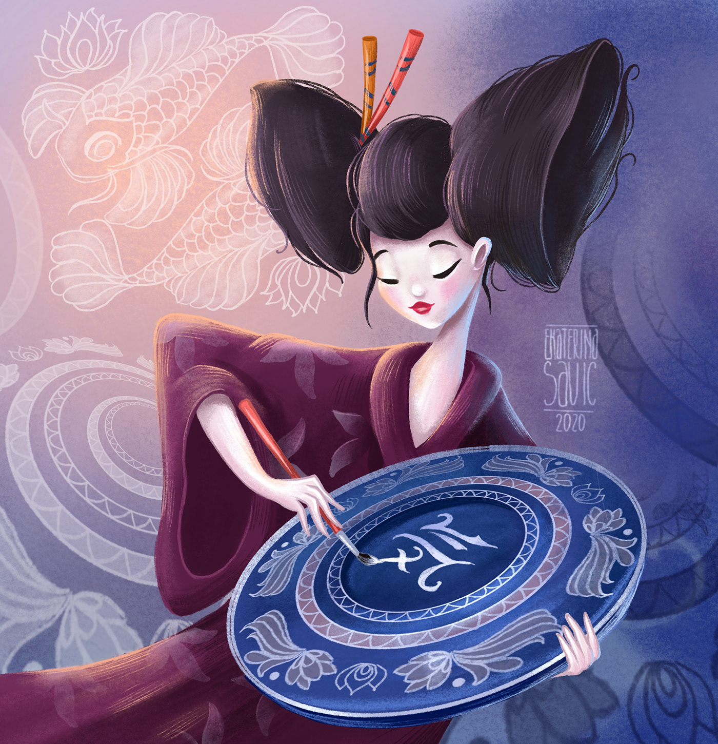 animation  art book Character children cute disney geisha ghost ILLUSTRATION  pixar Princess Procreate sketch