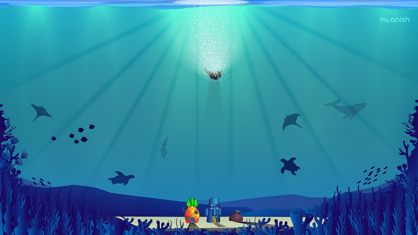 blue Digital Art  Drowning ILLUSTRATION  Ocean spongebob underwater water