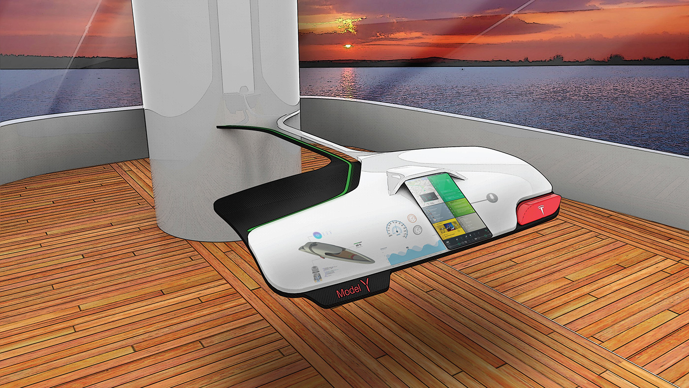 yacht tesla Sustainable concept futuristic yachtdesign automotivedesign industrialdesign