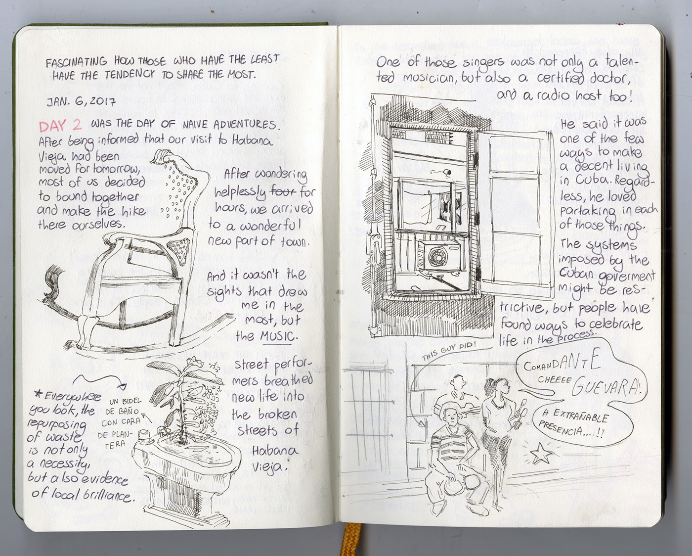 sketchbook cuba journal thoughts Travel observation people process writing  sketch