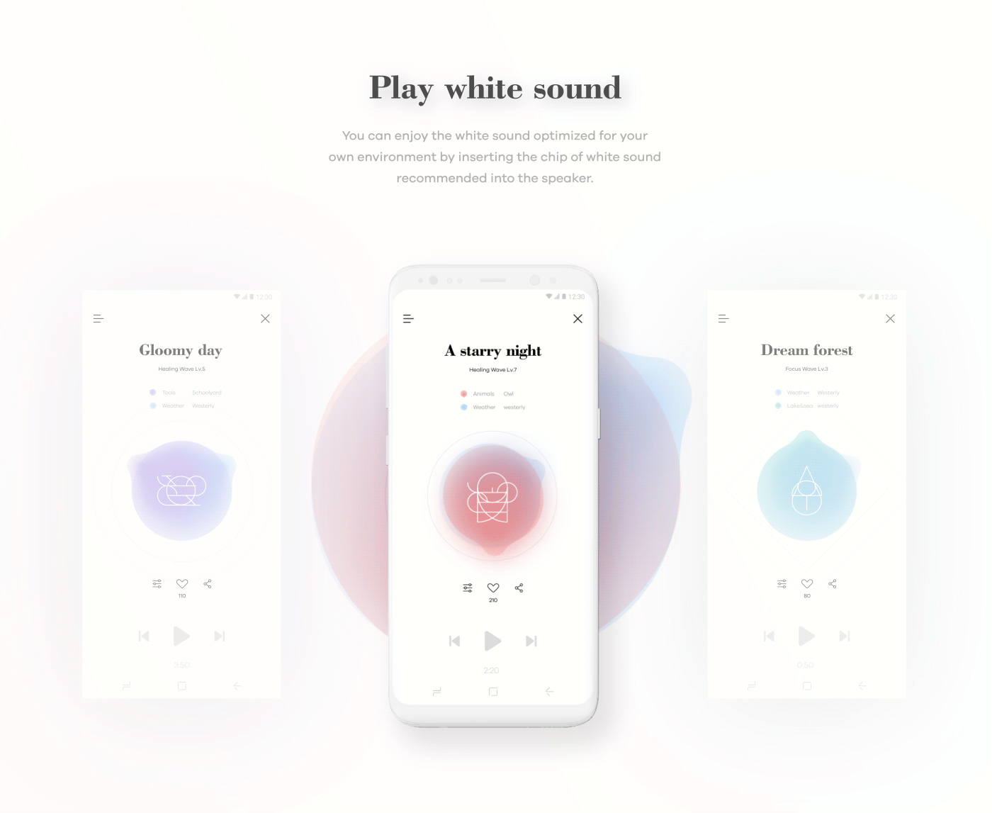 speaker app ux interactive GUI add Whitenoise UI adobeawards music