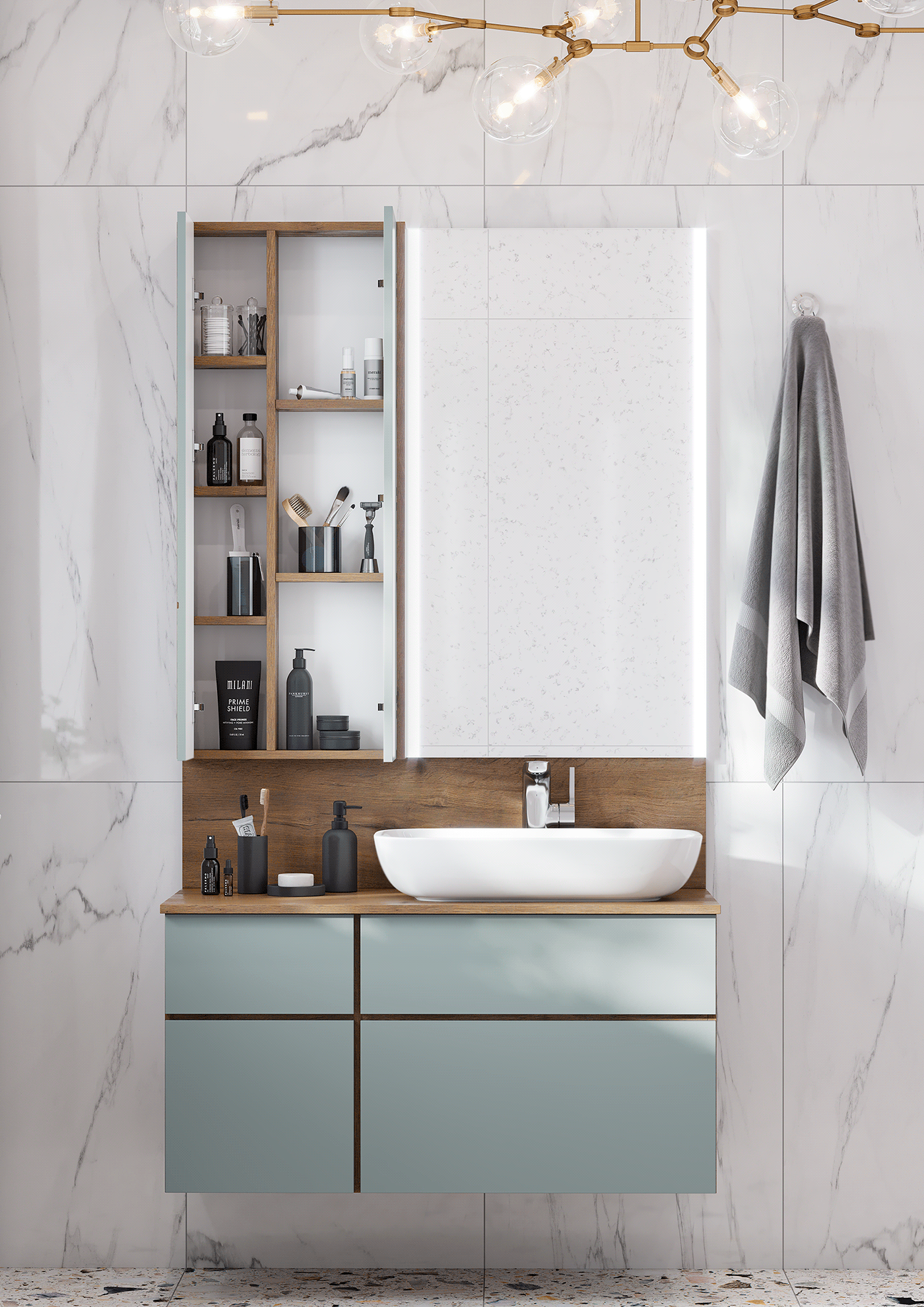 3D Advertising  bathroom design Interior Render мебель