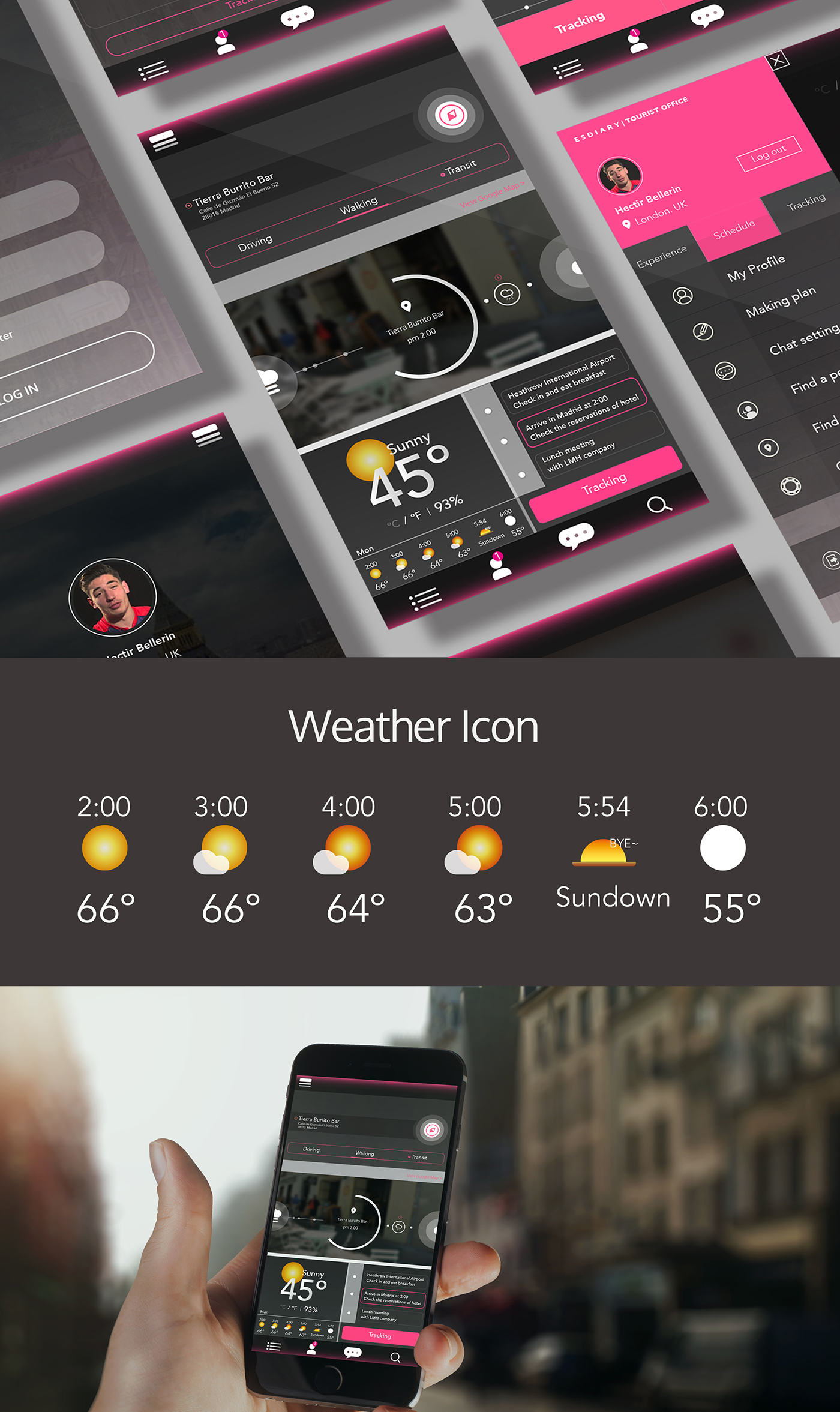Adobe Portfolio app schedule app weather map ux UI graphicdesign Appdesign logo spain