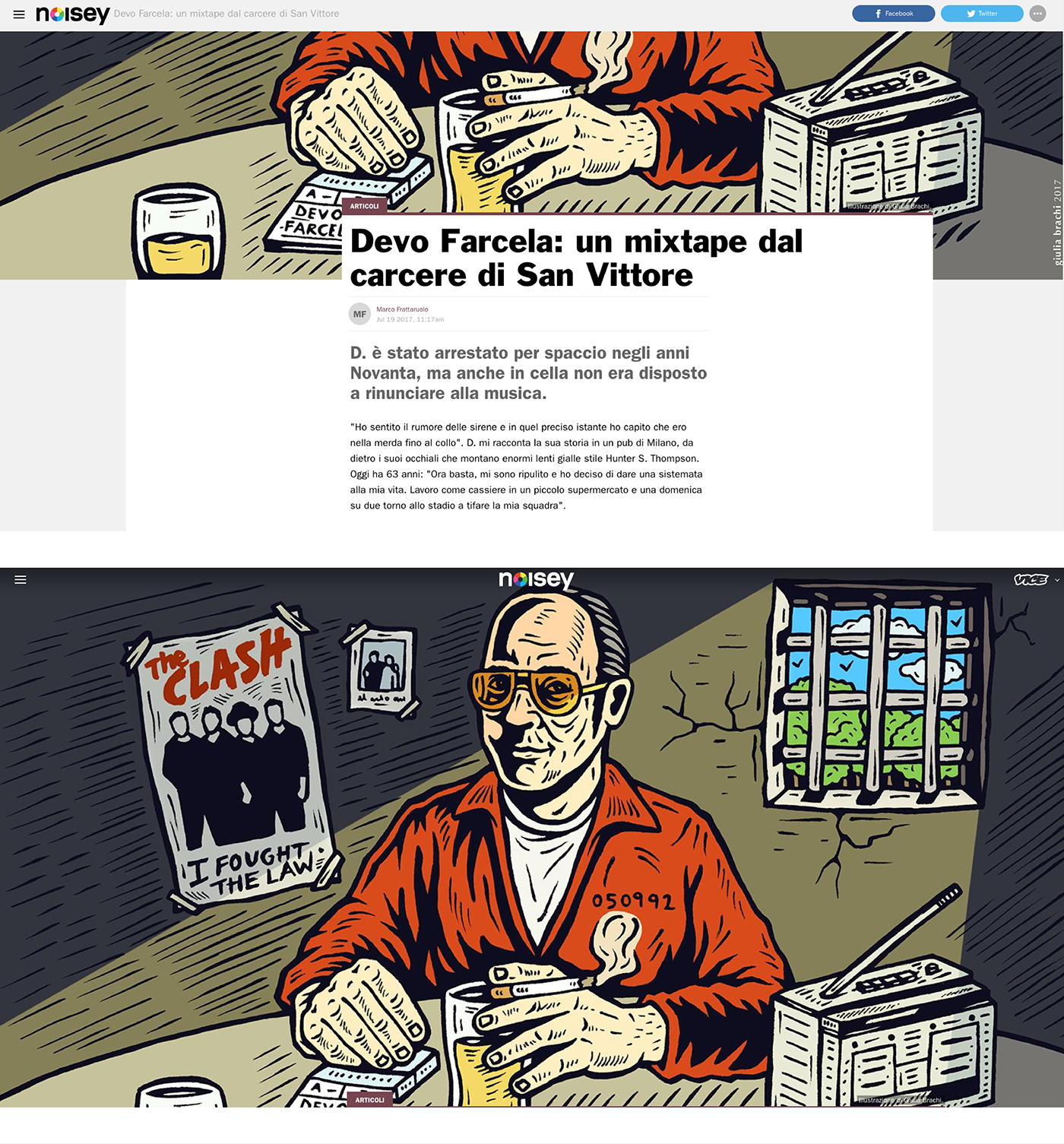VICE viceitaly ILLUSTRATION  music poster the clash music cassette stereo prison Editorial Illustration graphic