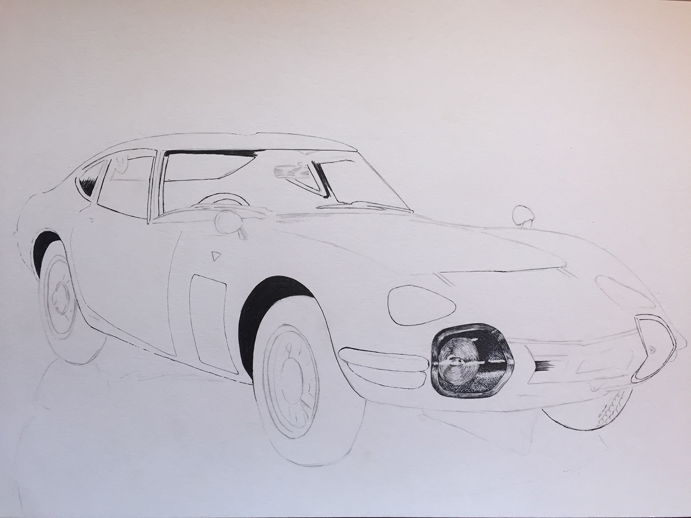 Auto Cars sketch ink handdrawn prints toyota Mazda Miata pen car enthusiasts