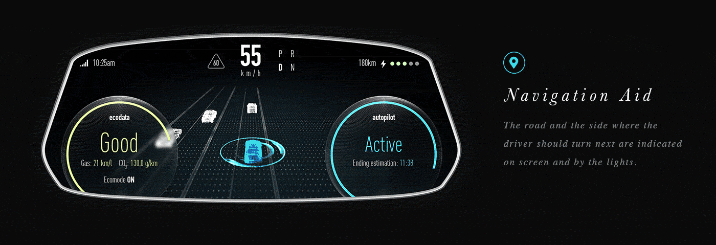 self-driving Autonomous hmi car Interface dashboard automotive   adobeawards
