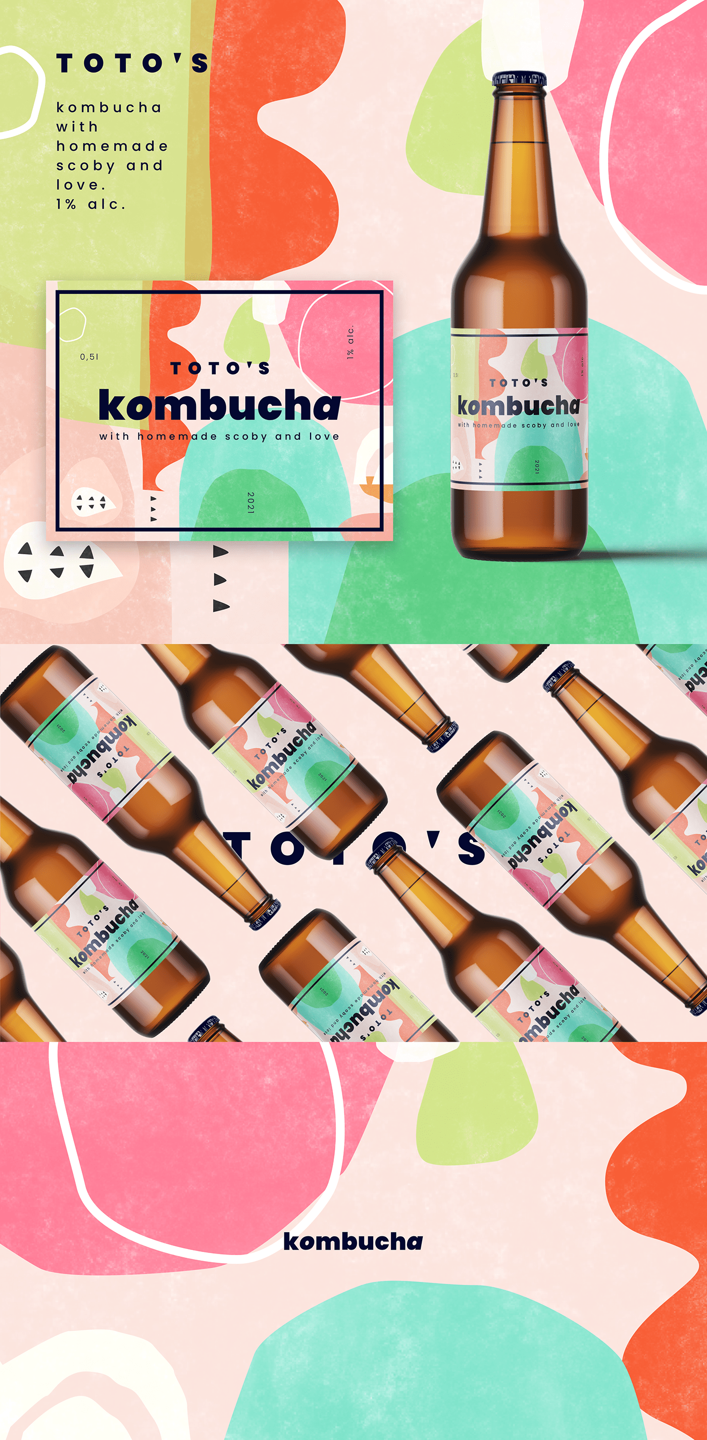beer beverage brand brew colorful friendly handcrafted kombucha Label pastel